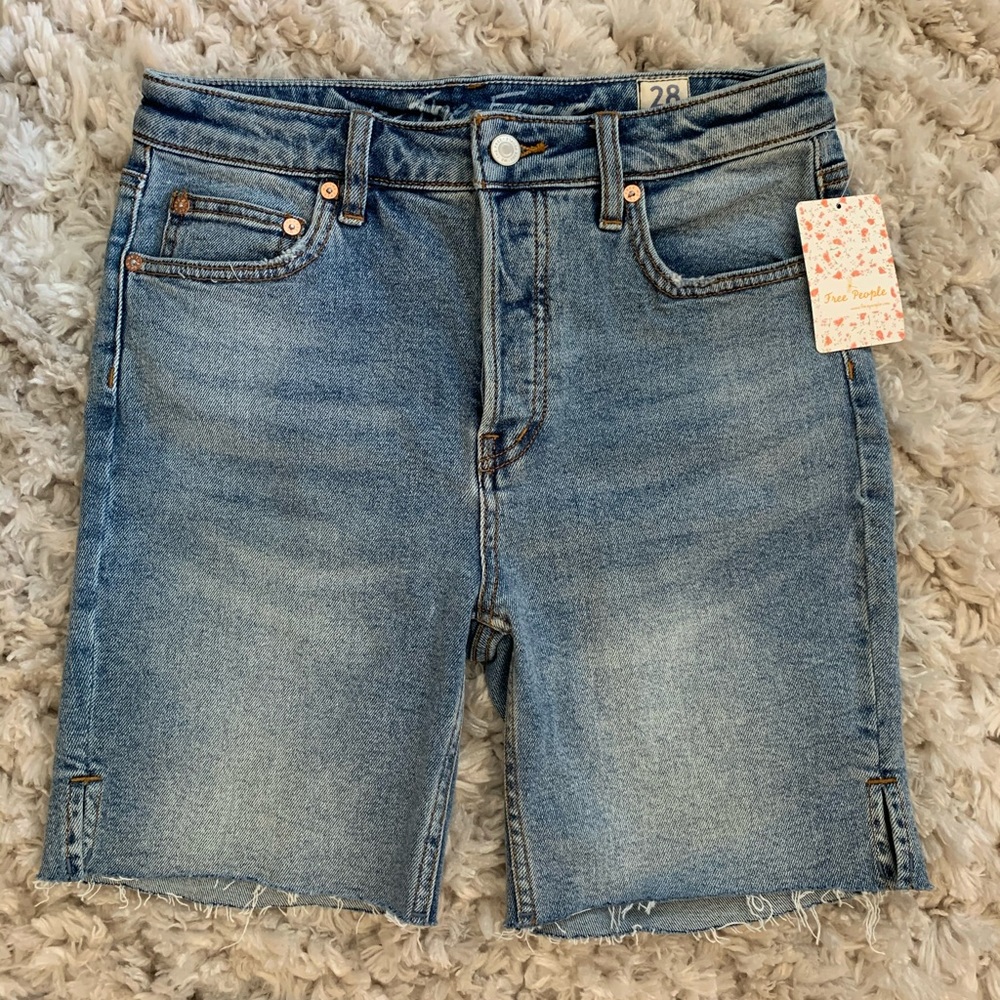 Free People High-Rise Bermuda Jean Shorts